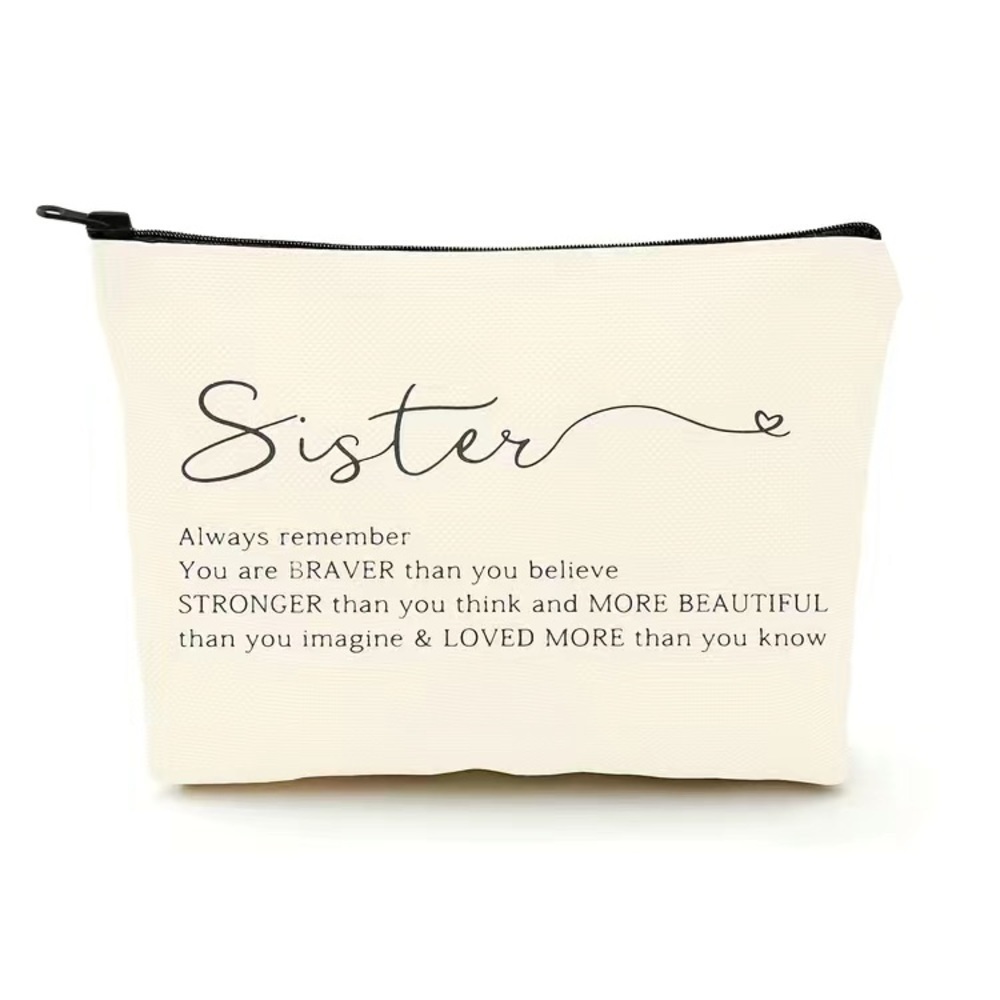 “Sister” With Inspirational Message Cosmetic Bag